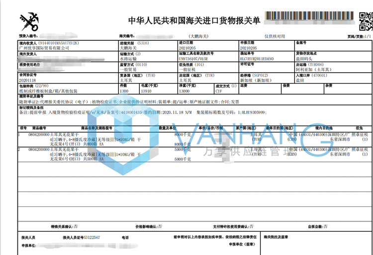 土耳其無花果干報(bào)關(guān)代理